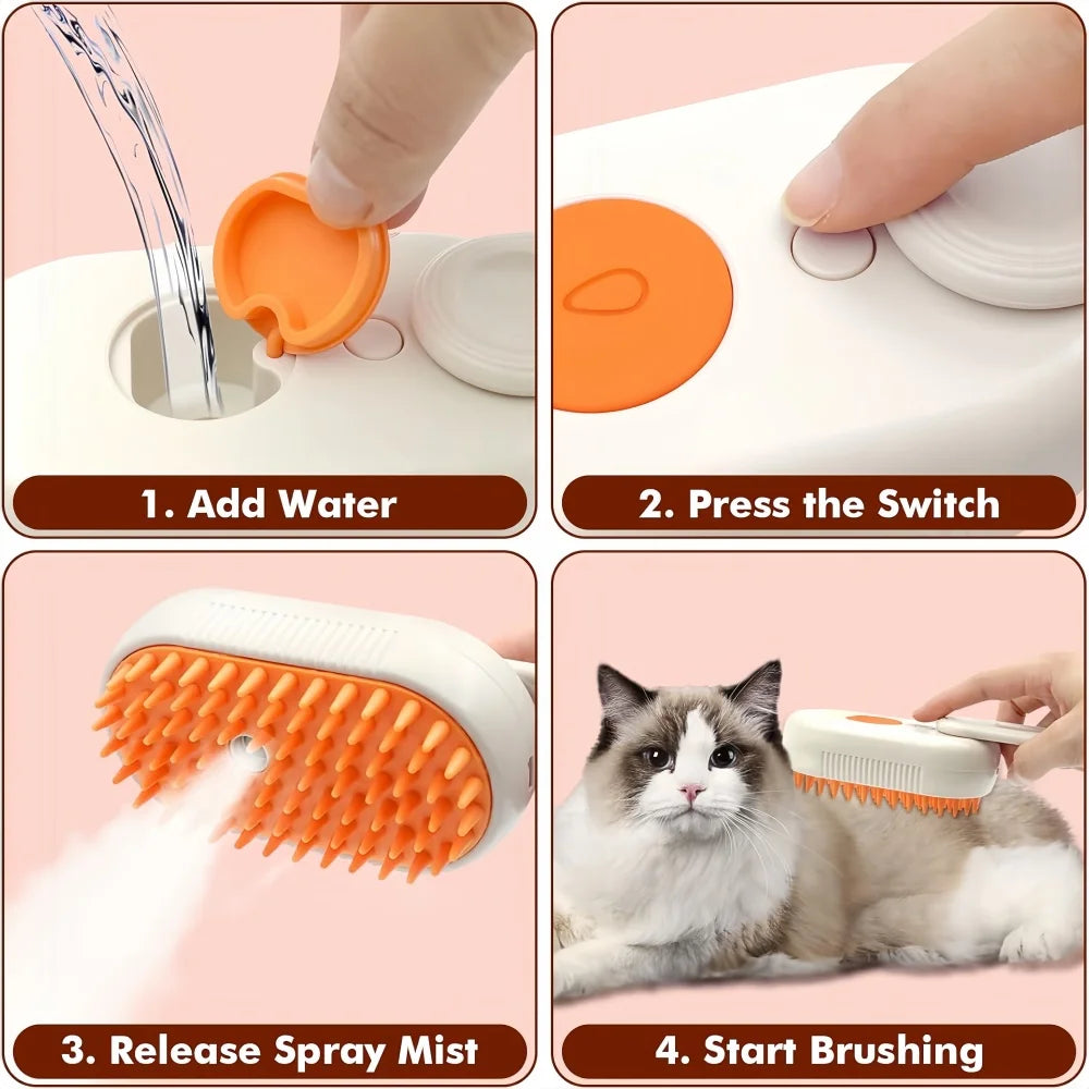 Steam Brush Cat Brush Cats Vaporizer Pet Hair Brush Remover Pets